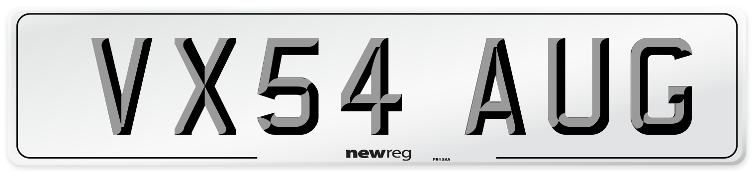 VX54 AUG Number Plate from New Reg